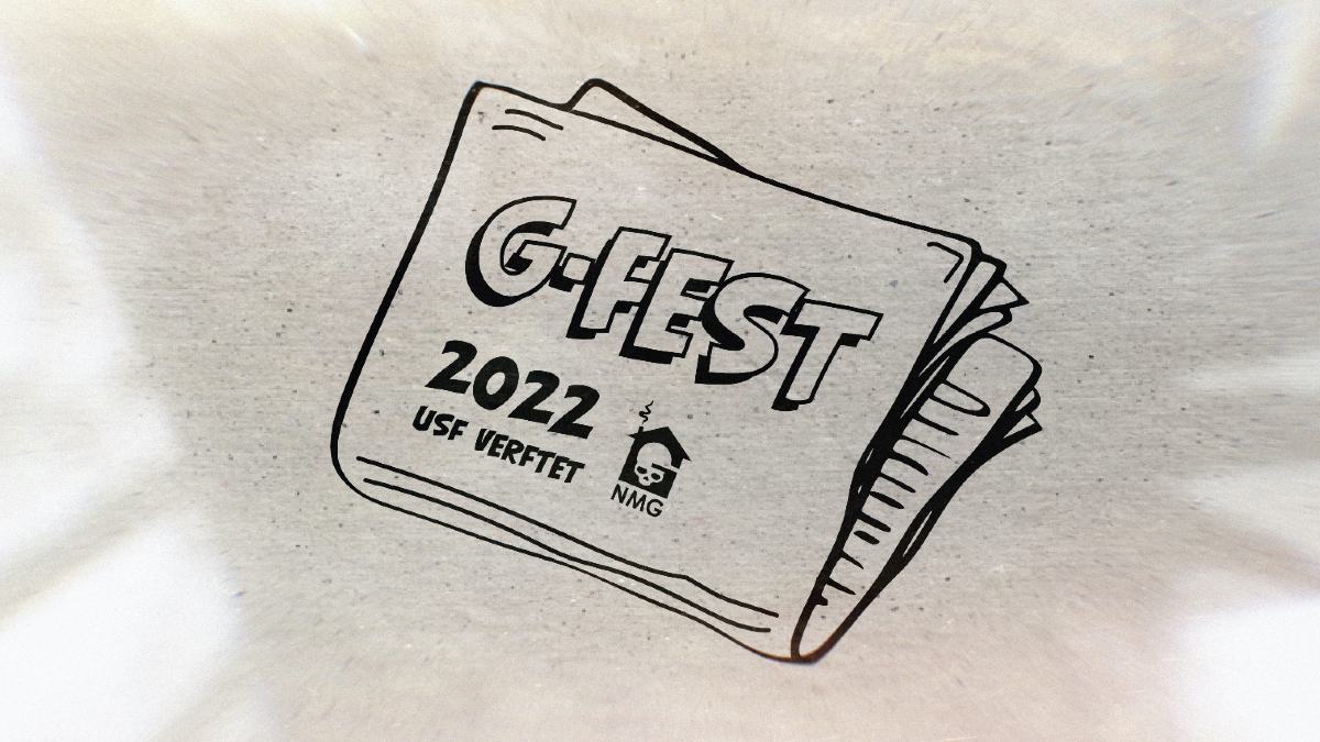 Illustrasjon: G-fest flyer med logo